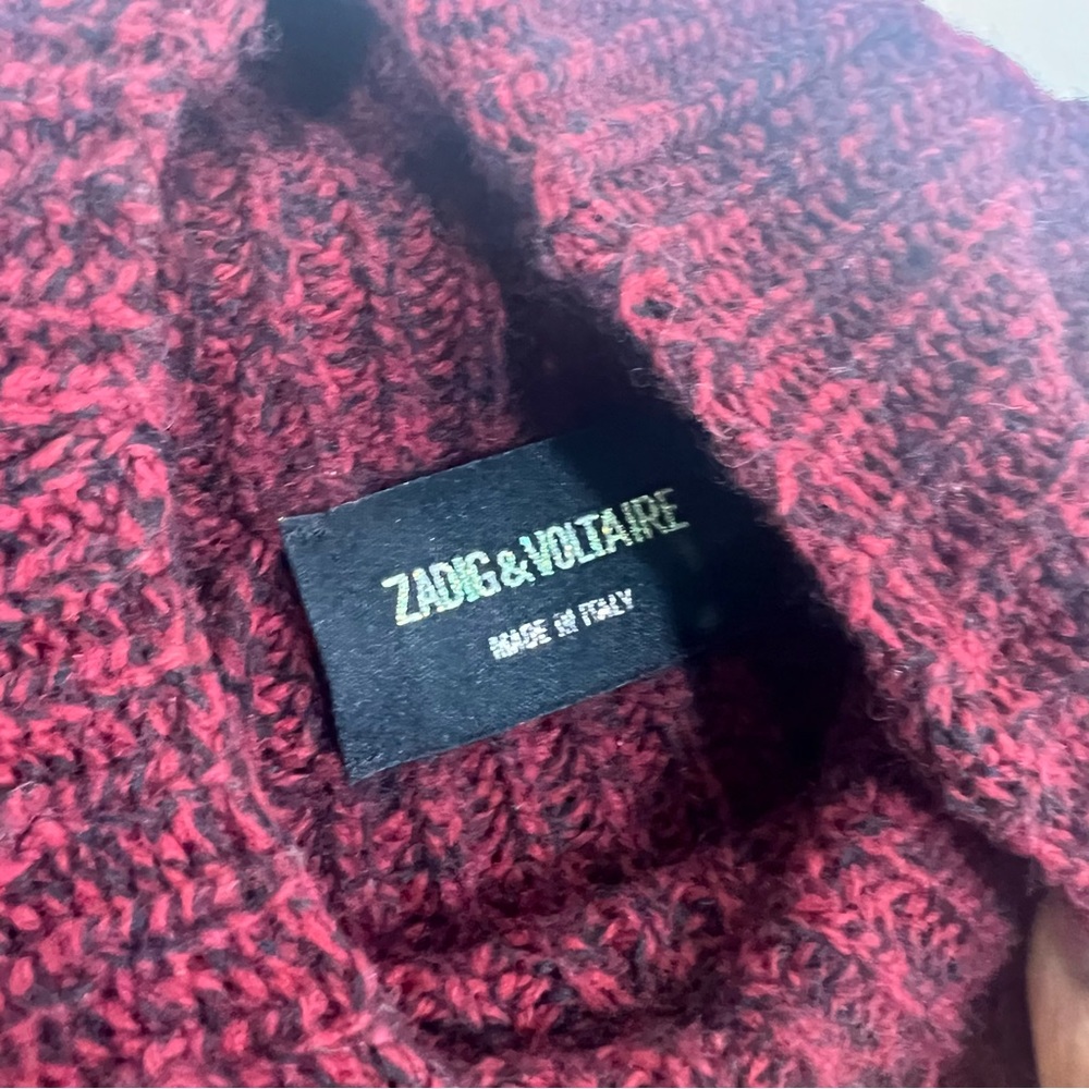 Zadig & Voltaire Sweater Women’s S Wool Blend Burgundy Turtleneck Ribbed Dolman - Picture 4 of 8
